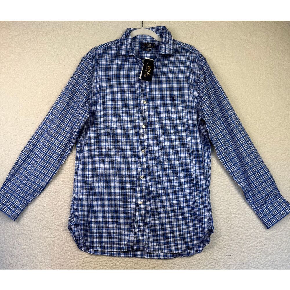 NEW Polo Ralph Lauren Men's Slim‎ Fit Long Sleeve Plaid Shirt Size 16.5" 34/35